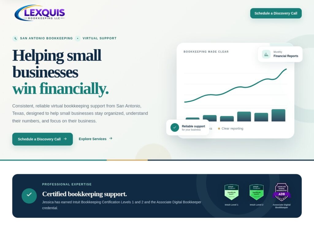 Lexquis Bookkeeping website preview