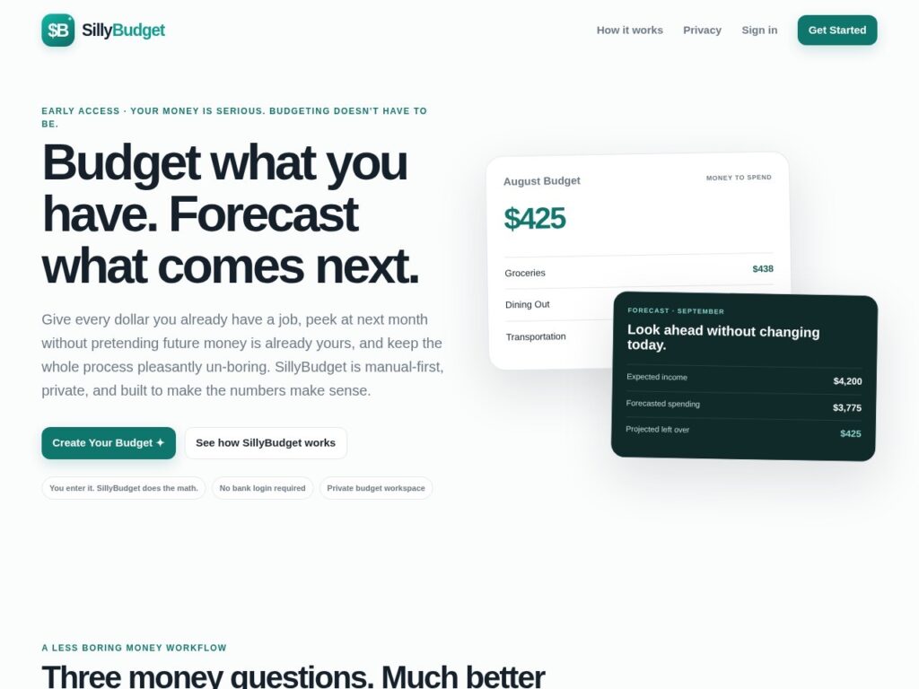SillyBudget website screenshot