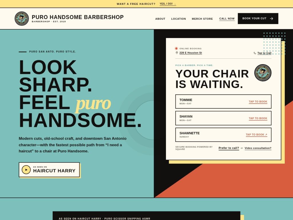 Puro Handsome Barber Shop website preview